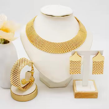 4-Piece Gold-Plated Jewelry Set – Elegant Wedding & Party Accessory
